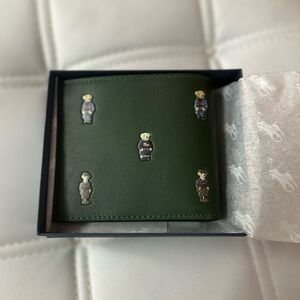 Polo by Ralph Lauren Green Card Holder with Bear Design